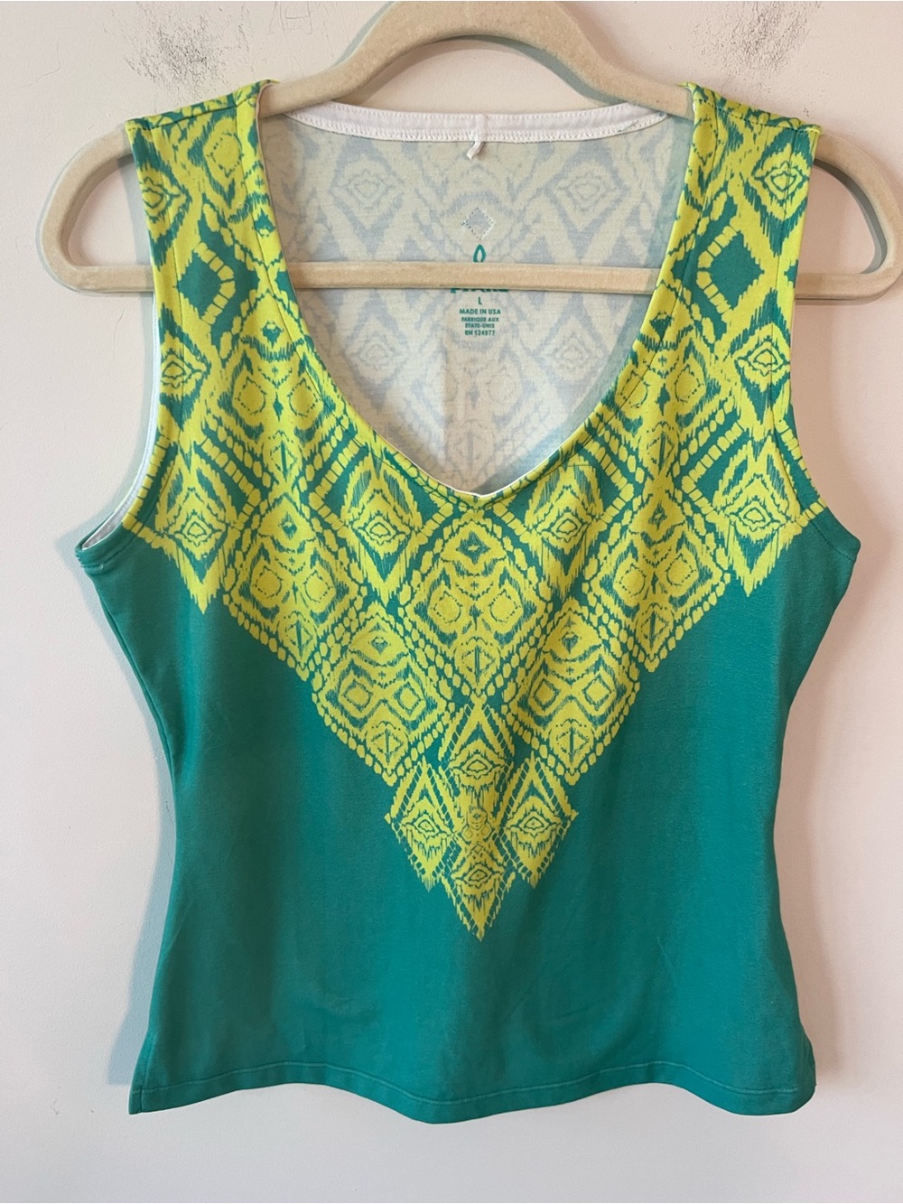 Women’s prAna Teal & Yellow Sleeveless V-Neck Breathe Tank Top